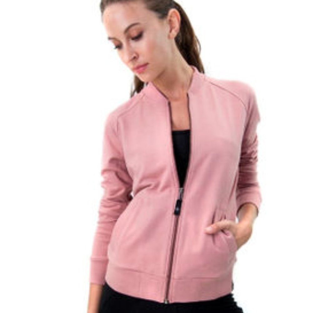 Satva Yoga Women's Quinn Bomber In Nude - Size Medium